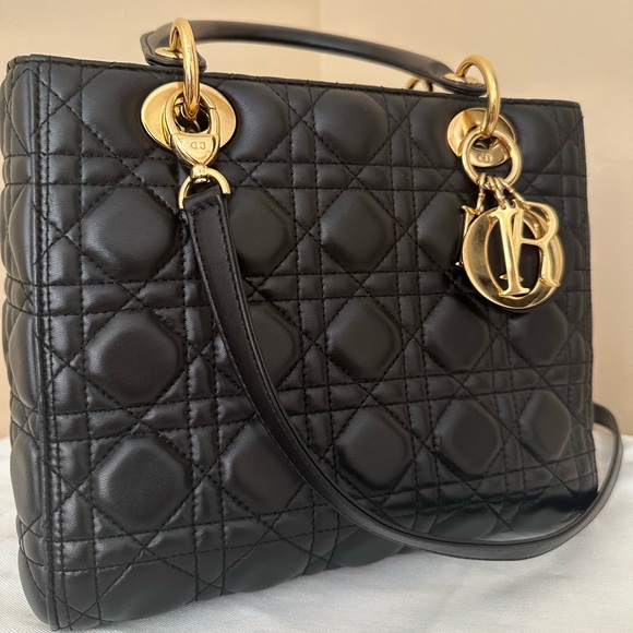 (SOLD) Lady Dior Medium Cannage Bag Black - Picture 9 of 11